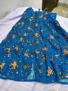 Blue Floral A-line Dress