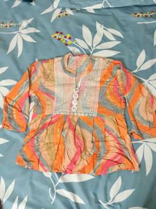 Orange Print Top