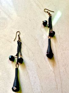 Black Chimes Earrings for Women & Girls | Fashion Multicolor Long Dangler Earring | Metallic Mesh Grid Sequins Tassel Long Drop Earrings | Western Danglers Earring | Birthday & Anniversary Gift