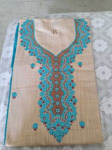 Suit Material Beige And Blue