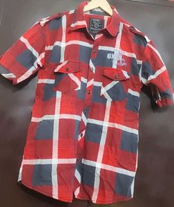 Red🔴 & Navy Blue Printed Shirt For 38 Chest