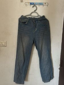 Blue Denim Straight Leg Jeans