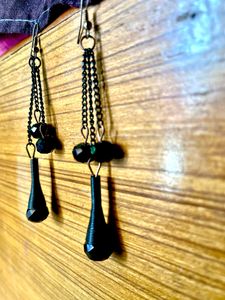 Black Chimes Earrings for Women &amp; Girls | Fashion Multicolor Long Dangler Earring | Metallic Mesh Grid Sequins Tassel Long Drop Earrings | Western Danglers Earring | Birthday &amp; Anniversary Gift