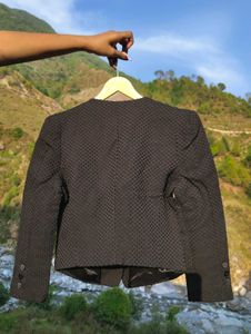 Korean Black Jacket With Textured Fabric