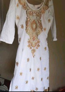 Elegant White patiyala Kurta Set