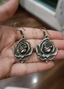 Vintage Silver Rose Earrings