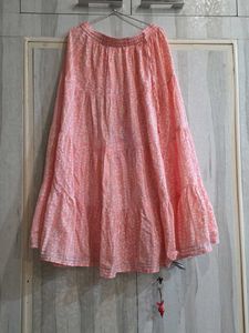 Peach Floral Tiered Skirt
