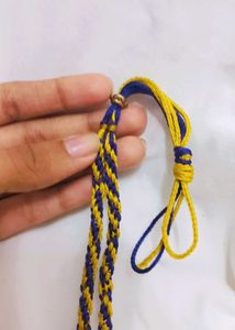 Pink Infinity Necklace With Yellow ,Violet Braid