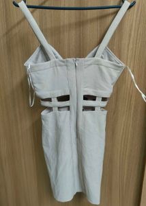 TOBI Beige Bodycon cage Dress
