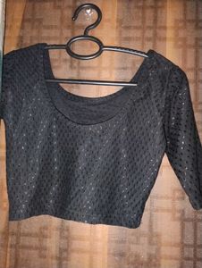 Black Textured Crop Top