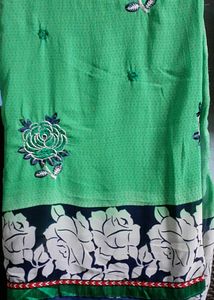 Floral Green saree with embroidery