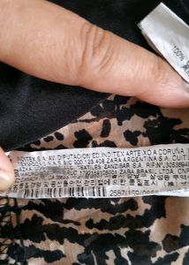 Zara Sweetheart Animal Print Sheer Sleeves Dress