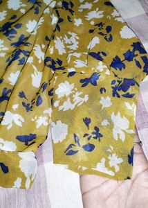 Yellow Colour Floral Short Tops