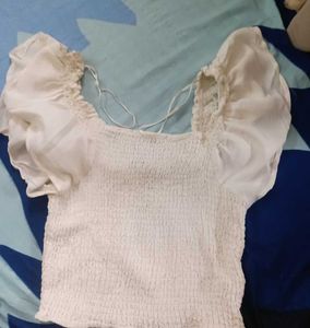 White Puff Sleeve Top