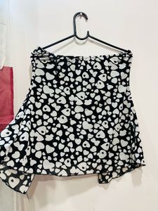 Black Heart Print Bustier Tube Top