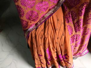 UsedMustard&MagentaEmbroidery ShifonGeorgette Sare