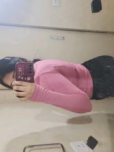 Pink Cutout Long Sleeve Top