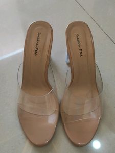 Sneak-a-Peek Chunky Heeled Sandals With Branding