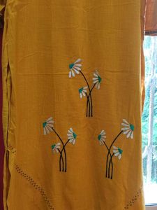 Yellow Cotton Kurta In Size M