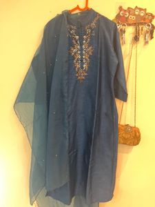 Blue Embellished Kurta