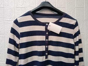 New With Tag Korean Striped Polo Top