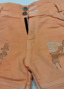 Orange Denim Shorts