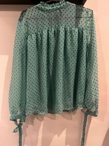 Elegant Sheer Polka Dot Blouse