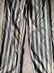 XS/S Striped High-Waisted Jeans. waist: 30-32in