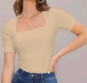 Beige Square Neck Top🥖✨