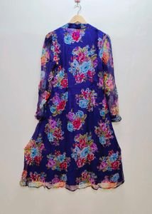 Women Purple Floral Printed Chiffon A- Line Kurta