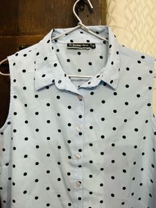 Polka Dot Sleeveless Shirt
