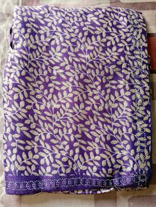Purple Leaf Print Fabric
