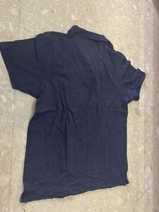 Navy Blue Patterned Polo Shirt