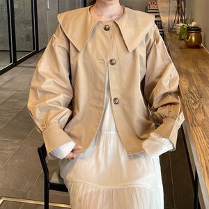 Beige Jacket with Wide Collar