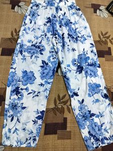 Cotton Shrug With Pant For Woman(Blue And White)