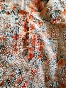 Chicken Kurta Floral With Embroidery