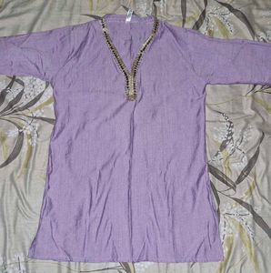 Lavender Embellished Short Kurti