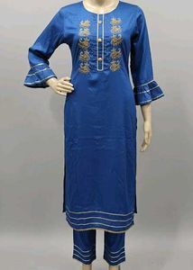 Elegant Blue Embroidered Kurta Set