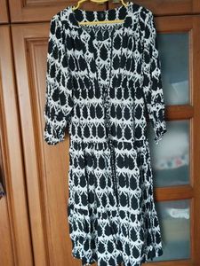 Black & White Skater Midi Cotton Dress