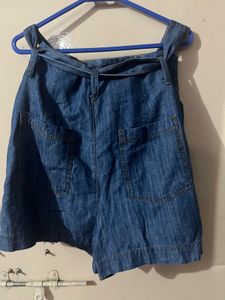 Denim Paper Bag Waist Shorts