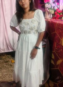 White Embroidered Midi Dress