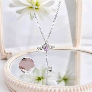 Angel Wing Heart Pendant Necklace