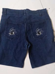 Embroidered Denim Shorts