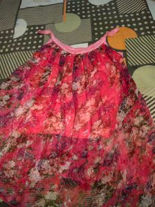 Floral Ethnic Transy Pink Top With Inner Attach