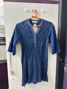 Navy Blue Body Con Short Kurti