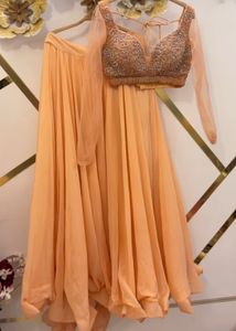 peach luxe lehenga