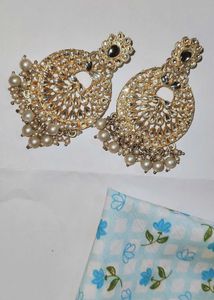 Gold &amp; Pearl Statement Earrings