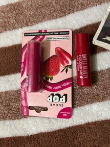 sugar pop lipbalm with swiss beauty lipbal