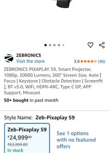 High brightness Projector Zebronics pixaplay 59