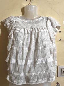 White Ruffled Sleeve Top